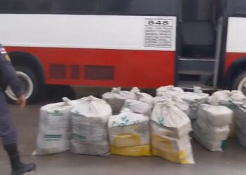 PM encontra micro-ônibus com duas toneladas de drogas no AM