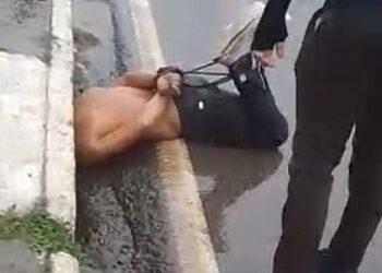 VÍDEO: Suspeito de furtos é capturado e amarrado no Centro de Manaus
