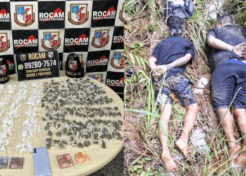 Dupla tenta fugir para mata, mas é presa com bolsa recheada de drogas em Manaus