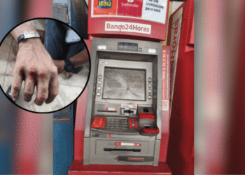 Homem é preso após destruir caixa eletrônico e sair ferido no Centro de Manaus